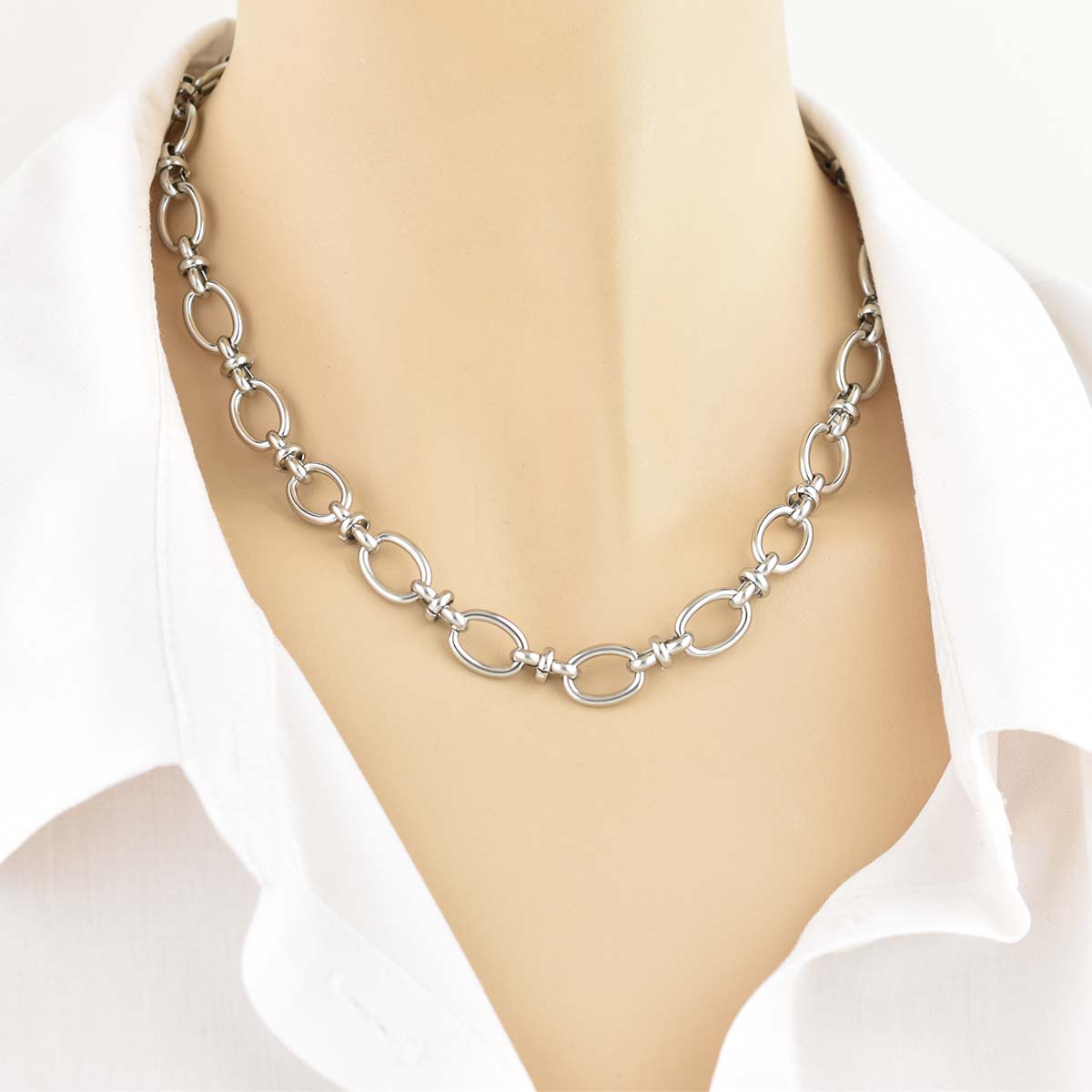 Circle Chain Silver 10MM Αλυσίδα Λαιμού Από Ανοξείδωτο Ατσάλι 316L
